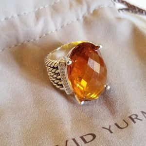 David Yurman Oval Citrine and Diamond Wheaton Ring